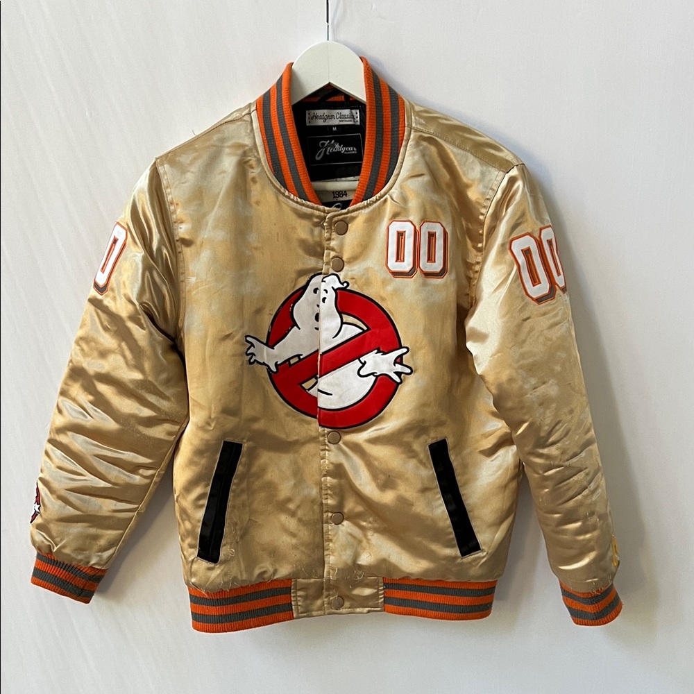 Headgear Classics Ghostbusters Metallic Gold Satin Varsity jacket Unisex M